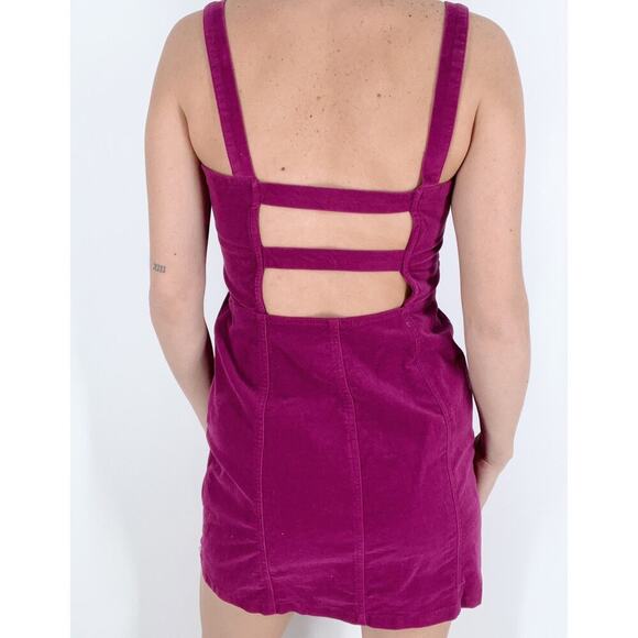 NWT Forever 21 Magenta Faux Suede Mini Casual Dress Size Medium - Picture 3 of 4